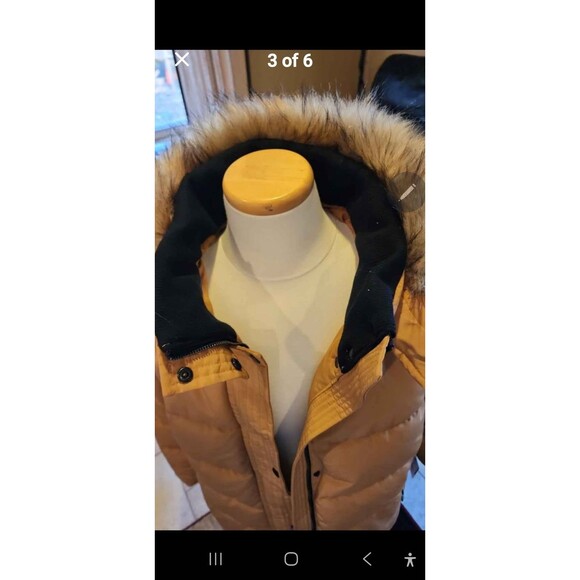 Nine West Women's Mustard Brown Quilted  Hooded Puffer Jacket Size 3X NWT! - Picture 3 of 4